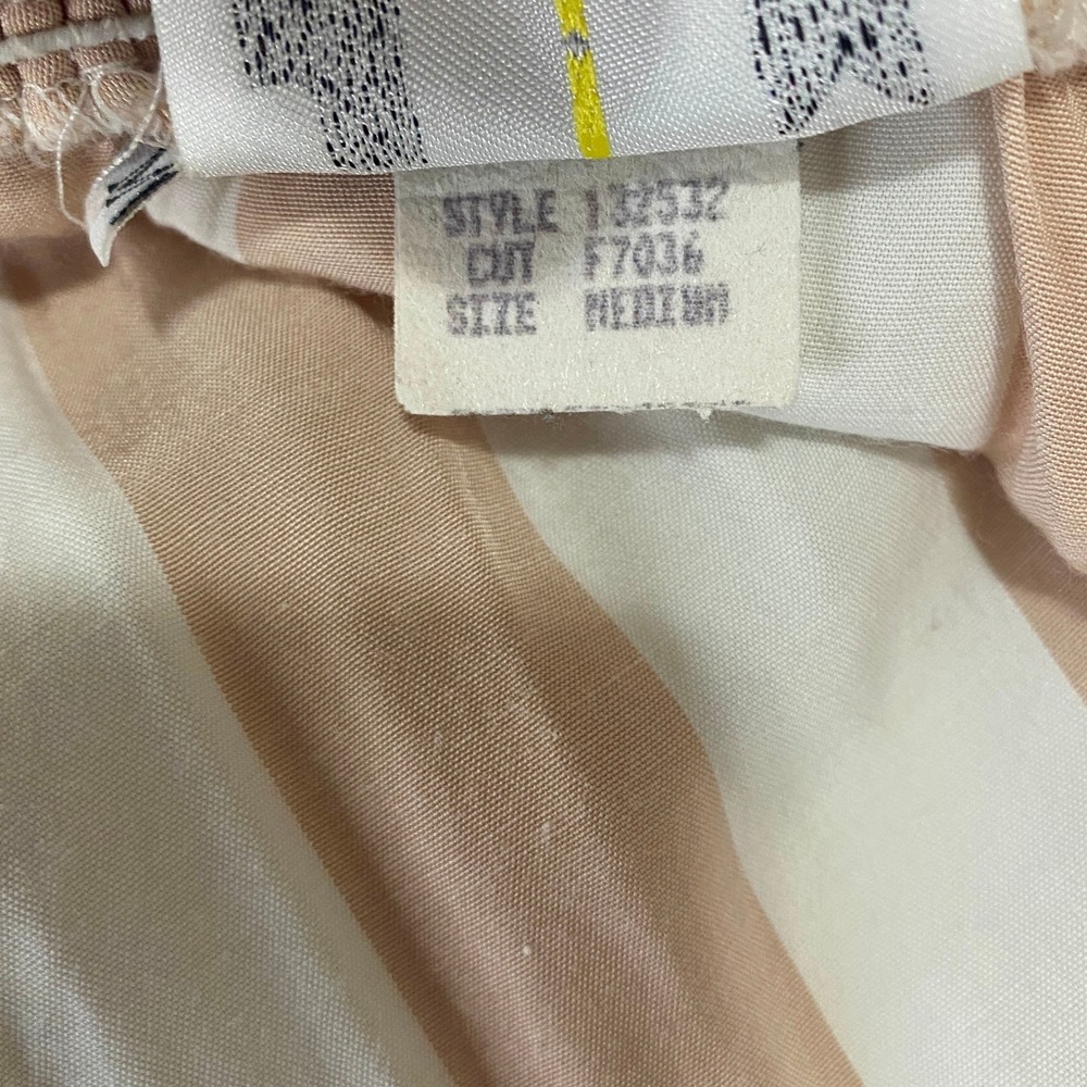 VTG 90s J By Shelli Segal Beige Tan Striped Smocked Midi Skirt M Boho Coastal - Picture 5 of 6